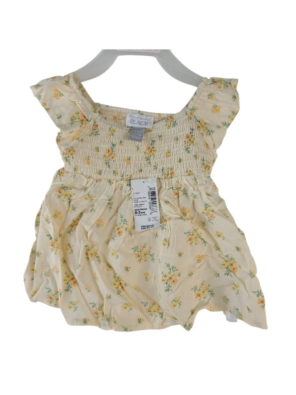 NEW The Children's Place Baby Girl Yellow Floral Dress & Bloomers Sz 0-3M